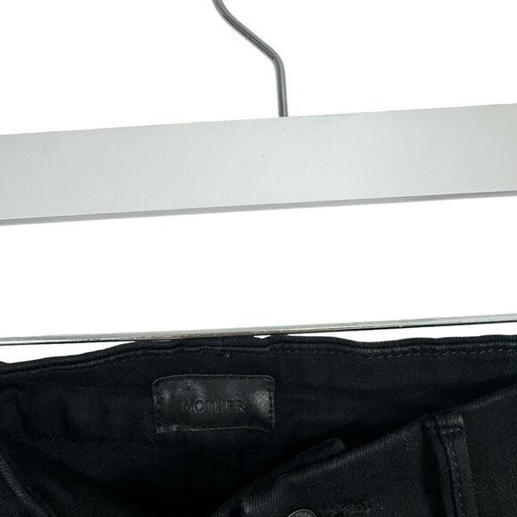 Mother Looker Ankle Fray Skinny Jeans Guilty As Sin Black Distressed Womens 23 - Picture 5 of 11